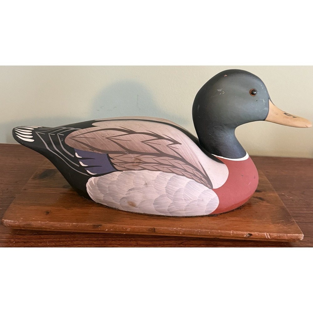 Stoney‎ Point Wooden Mallard Drake Duck Decoy 1980s Leonard Hornick Jr On Base